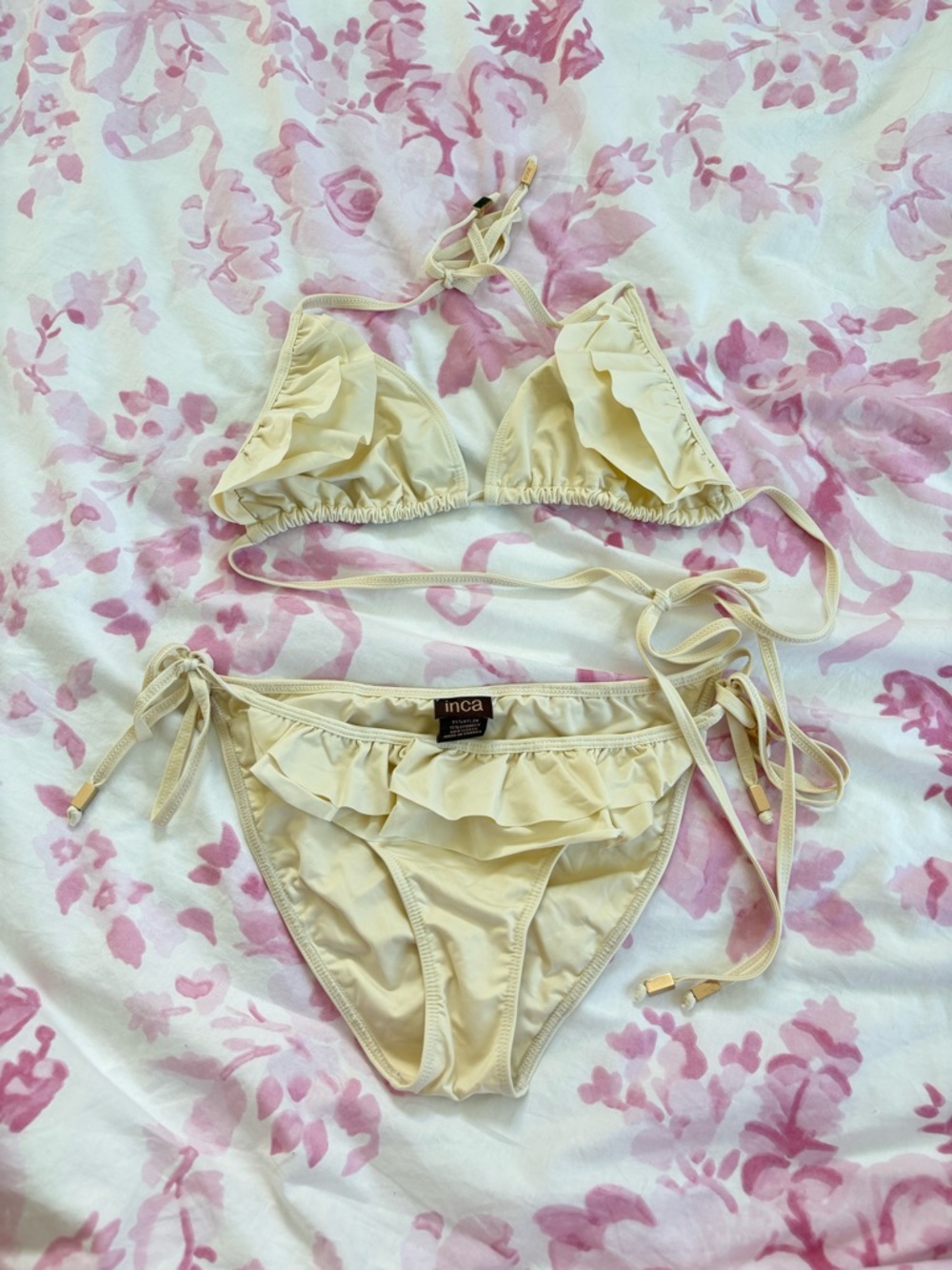 Inca off white ruffle two piece bikini